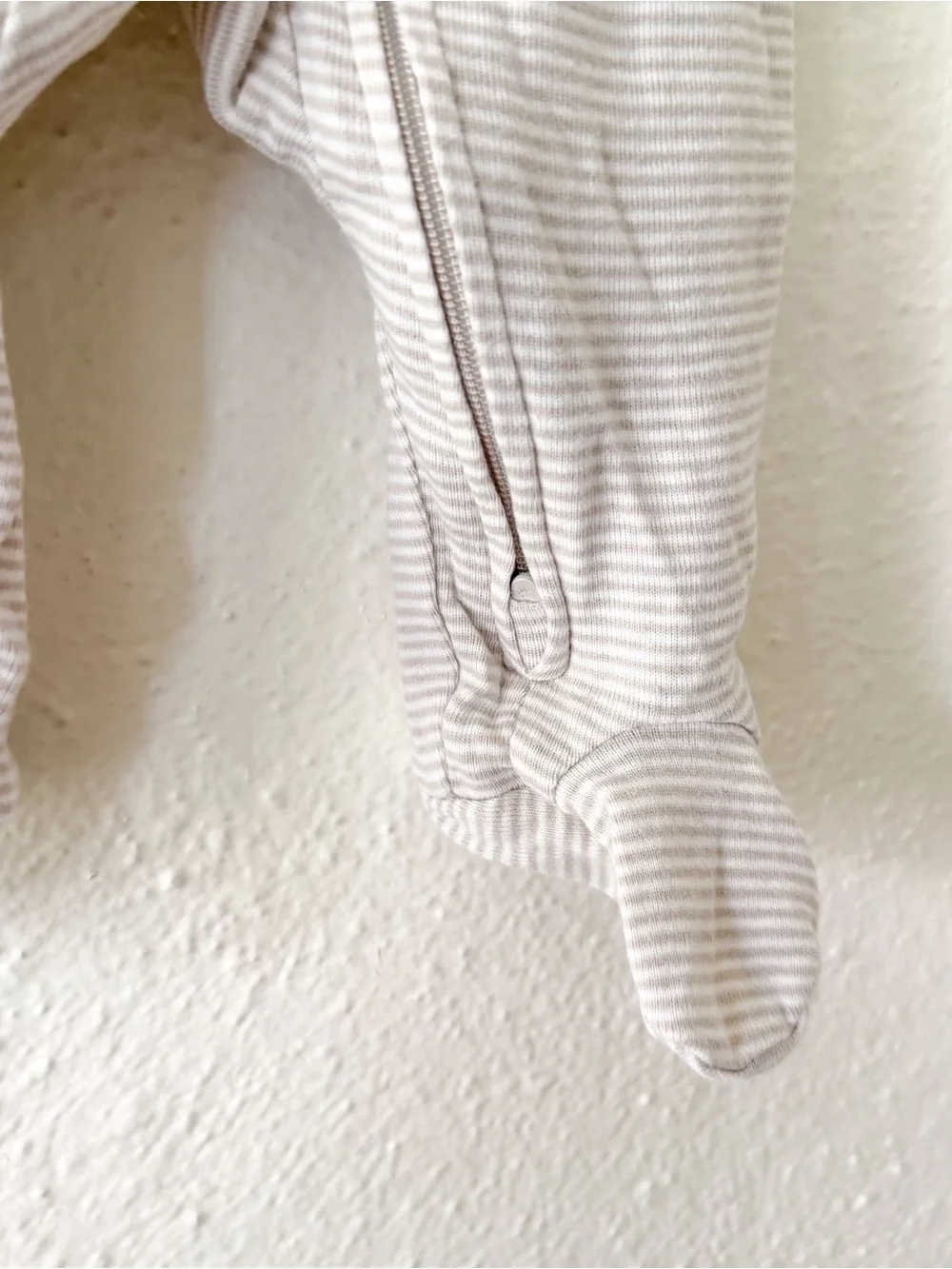 Carter's Taupe Cream Stripe 2-Way Zipper Footed Sleeper